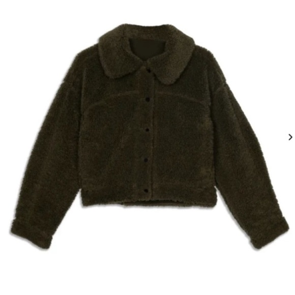 Lululemon Cropped Teddy Jacket Olive Green - Picture 4 of 11